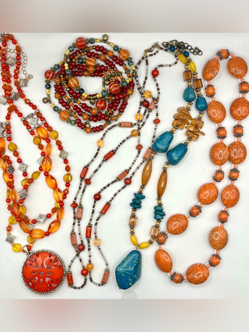 Autumnal Beaded Jewelry Lot Vtg to now